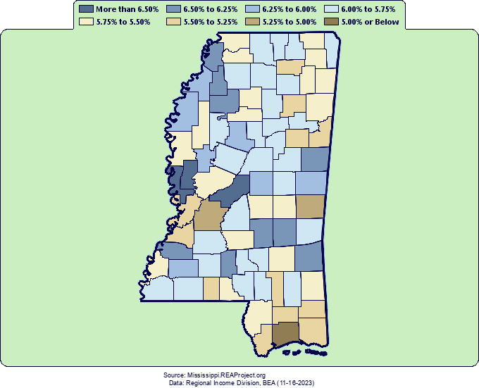 Mississippi Comparative Trends Analysis Of Per Capita Personal Income   Image 