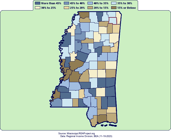 Real Per Capita Income Growth by County